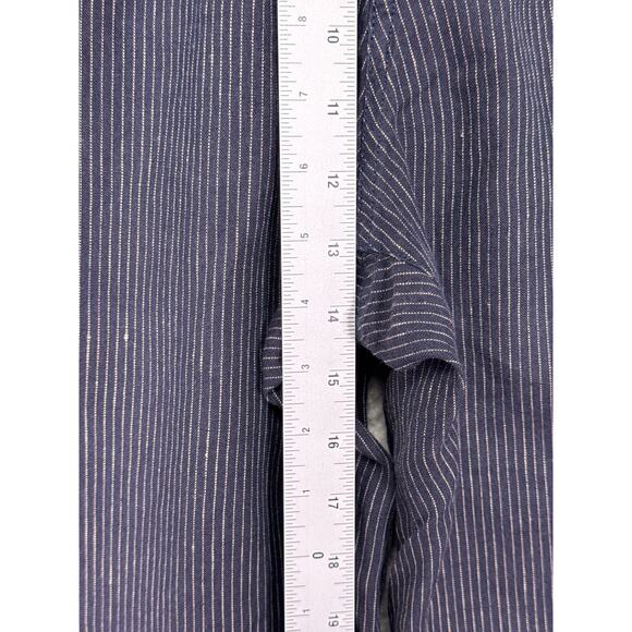 Original Fibres Pants 34 x 30 Mens Blue Pinstripe Linen Straight Leg - Picture 4 of 7